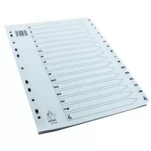 Image of A4 White A-Z Mylar Index Multi-punched Mylar Reinforced TabsHoles