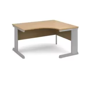 Image of Office Desk Right Hand Corner Desk 1400mm Oak Top With Silver Frame 800mm Depth Vivo