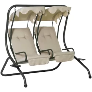 Image of Outsunny 2 Seater Garden Metal Swing Seat Patio Swinging Chair Hammock Canopy