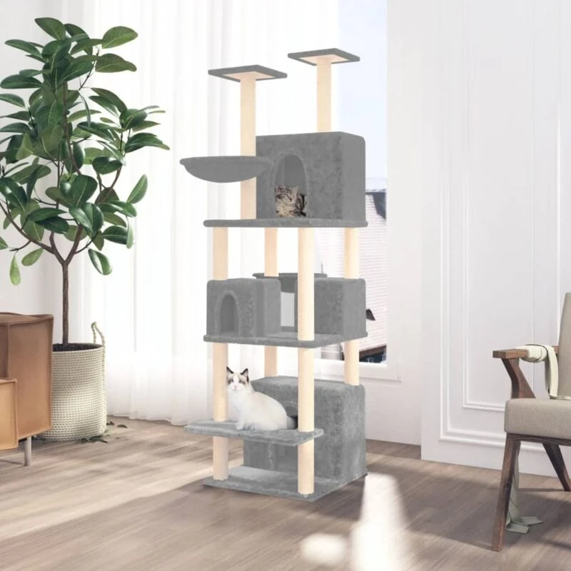 Image of VIDAXL Cat Tree with Sisal Scratching Posts Light Grey 180cm Vidaxl 8720287123927