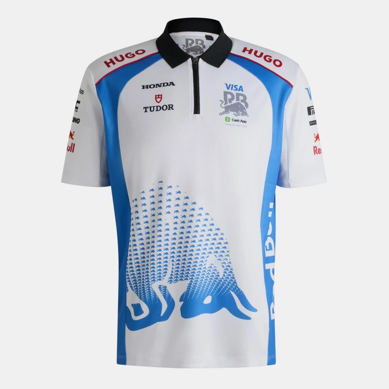 Image of Hugo Visa Cash App Red Bull F1 2025 Polo Shirt Mens White male X Small
