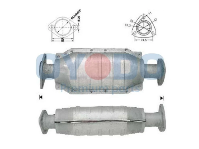 Image of Oyodo 10N0046-OYO Catalytic Converter with fastening/mounting material Catalyst Converter (429)