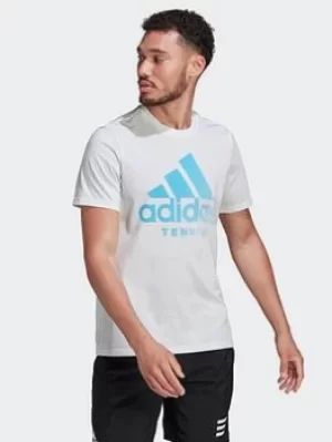 Image of adidas Tennis AEROREADY Graphic T-Shirt, White Size M Men