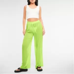 Image of Missguided Wide Leg Sheer Mesh Beach Cover Up Trousers - Green