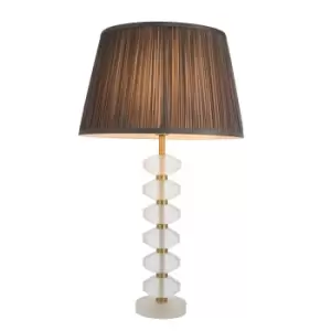 Image of Annabelle & Freya Base & Shade Table Lamp Frosted Crystal & Charcoal Grey Silk