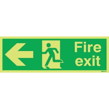 Image of Fire Exit Arrow Left Photoluminescent Vinyl Sign - 450 X 150MM