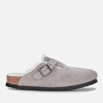 Image of Birkenstock Womens Boston Suede/Shearling Mules - Stone Coin - UK 5.5/EU 39