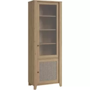 Image of Cestino 2 Door Display Cabinet in Jackson Hickory Oak and Rattan Effect