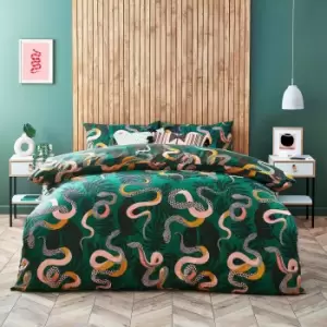 Image of Furn. Serpentine Juniper Green Duvet Cover and Pillowcase Set Green