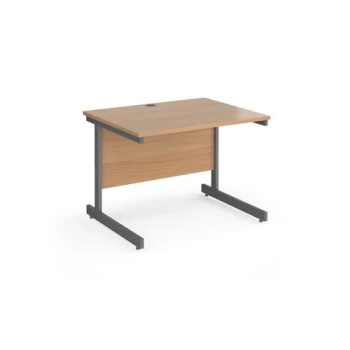 Image of Office Desk 1000mm Rectangular Desk With Cantilever Leg Beech Tops With Graphite Frames Contract 25