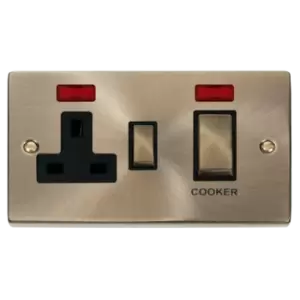 Image of Click Scolmore Deco Ingot 45A Cooker Switch Unit with 13A 2 Pole Neon Switched Socket - VPAB505BK