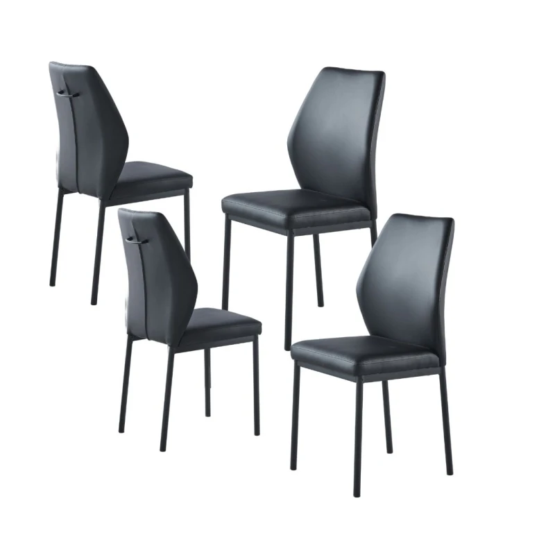 Image of Modernique Modernique Set of 4 Dining Chairs in Faux Leather & Metal Frame in Black One Size Unisex 5061017322092