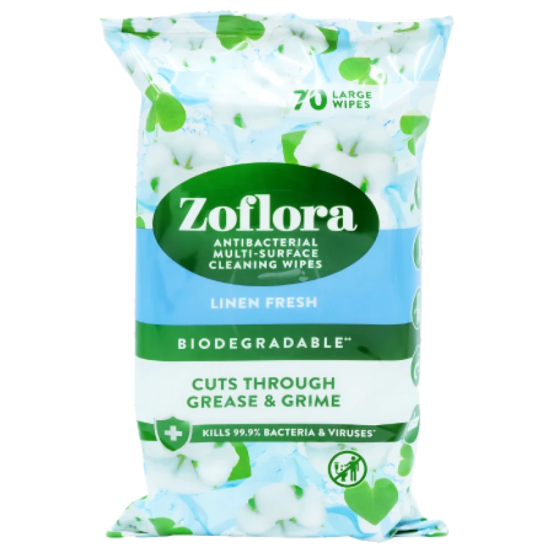 Image of Zoflora Antibacterial Multi Surface Linen Fresh Cleansing Wipes - 70 pcs ZOF-534009