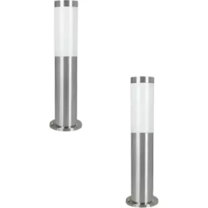 Image of 2 PACK IP44 Outdoor Bollard Light Stainless Steel 12W E27 450mm Driveway Post