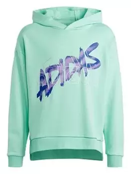 Image of adidas Dance Graphic Hoodie, Green, Size 13-14 Years, Women