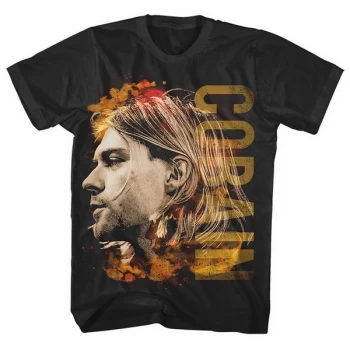 Image of Kurt Cobain - Coloured Side View Unisex Large T-Shirt - Black
