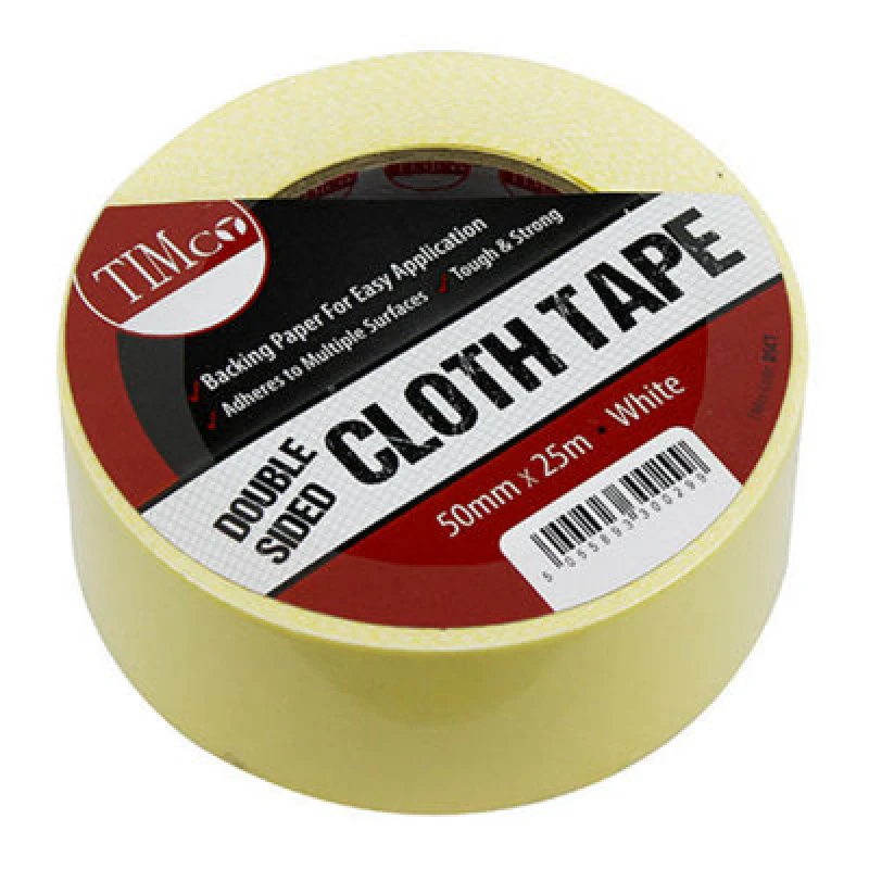 Image of Timco Double Sided Cloth Tape - White (Size 25m x 50mm - 1 Each) White