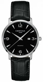 Image of Certina Mens DS Caimano Black Leather Strap Black Dial Watch