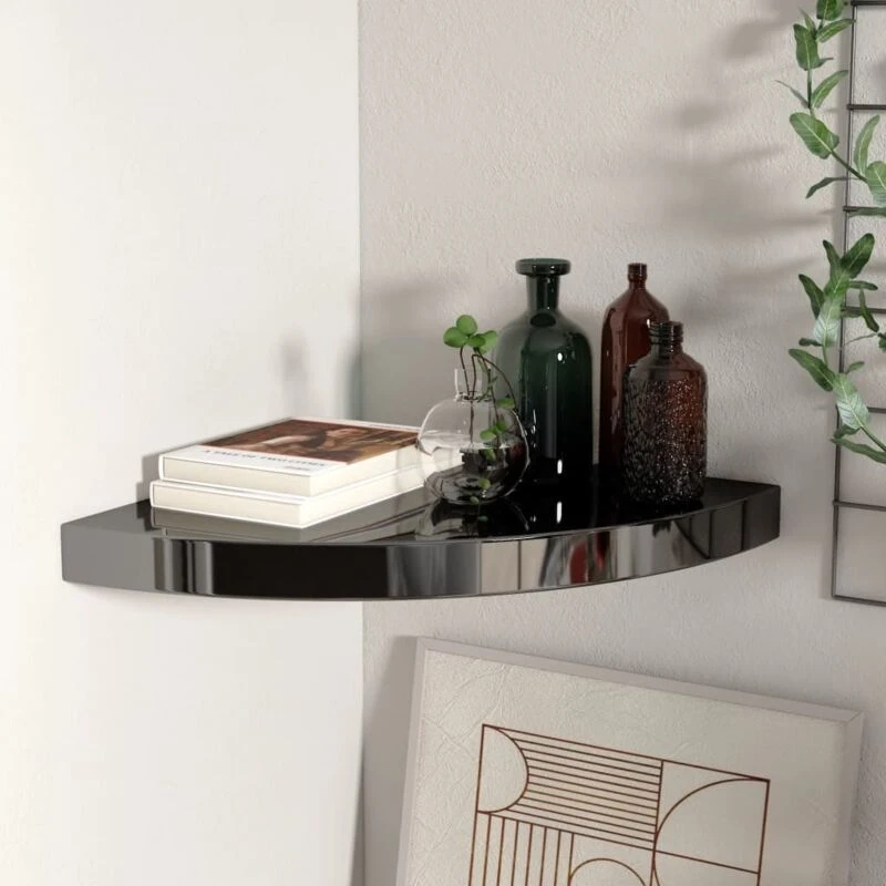 Image of VIDAXL Vidaxl - Floating Corner Shelf High Gloss Black 35x35x3.8cm mdf 8720286075418