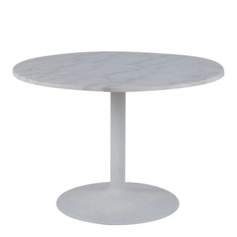 Image of Furniture To Go Tarifa Round Dining Table With White Polished Marble Top And White Base