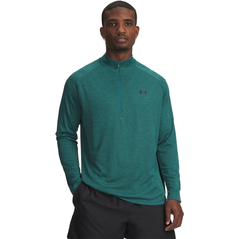 Image of Under Armour Tech Zip Long Sleeve Mens Rack Green/Blck male XL