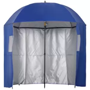 Image of Outsunny 2m Beach Parasol w/ Sides and Push Button Tilt - Blue