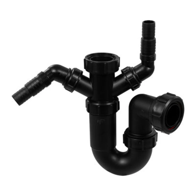 Image of Mcalpine Wm11-Bl Black Sink Trap With Twin 135 Degree Nozzles For Domestic Appliances