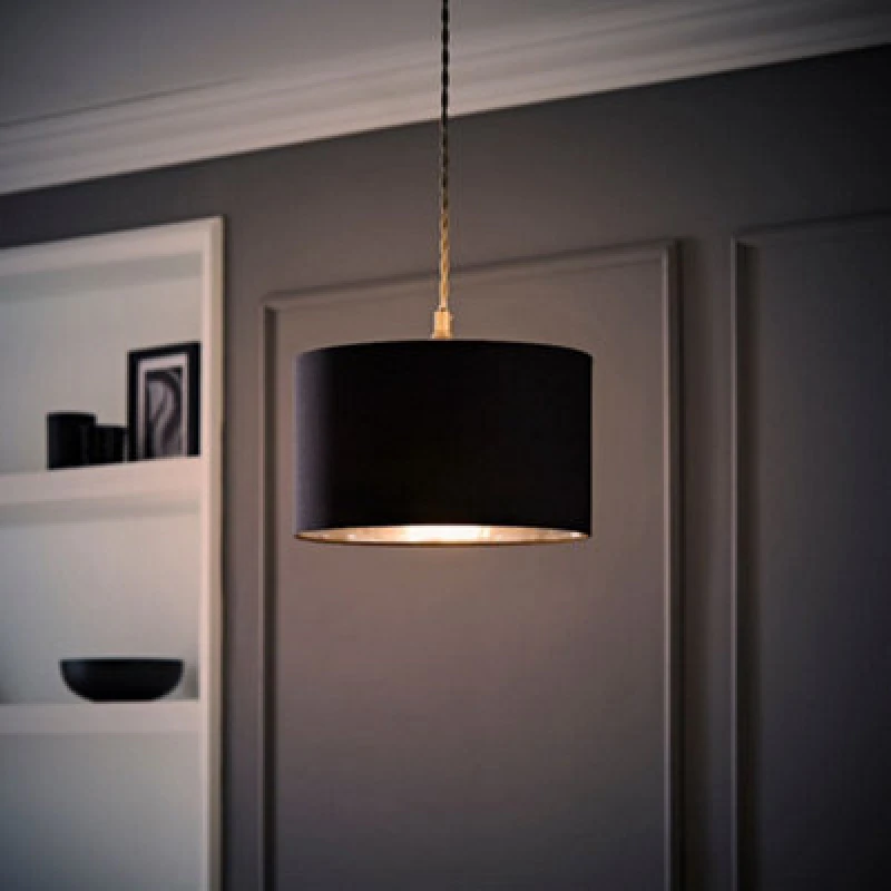 Image of ValueLights ValueLights Reni Black with Chrome Inner Easy Fit Ceiling Lamp Shade and Bulb Size: Small Black Small Unisex 5059406062100