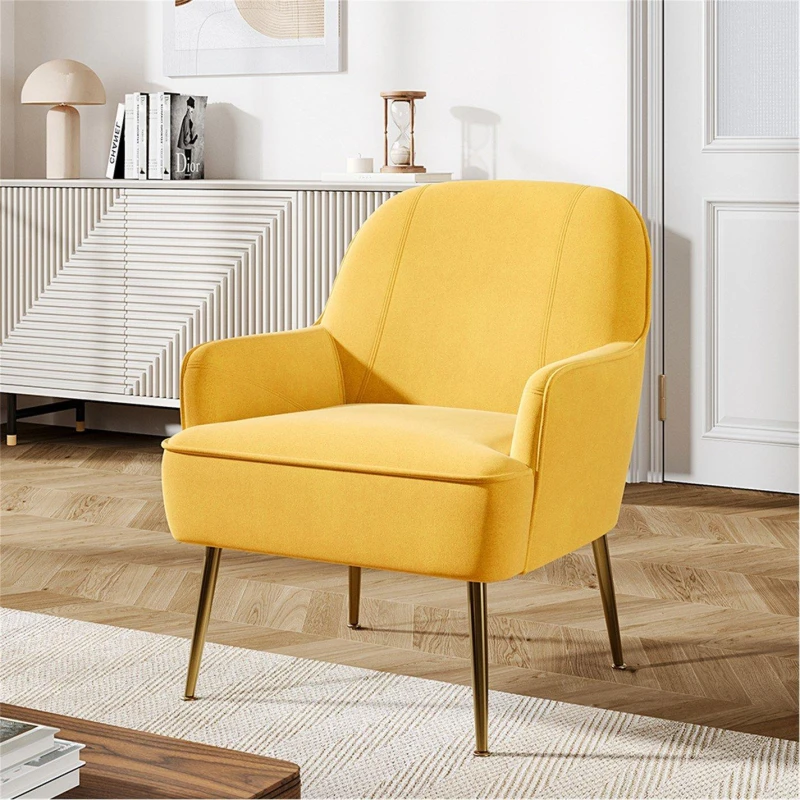 Image of Kabinet UK Contemporary Comfy Armchair with Gold Feet Yellow unisex One size
