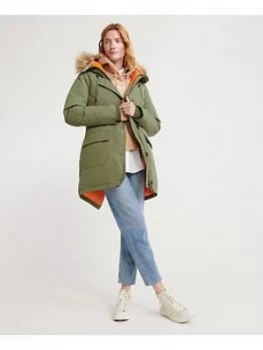 Image of Superdry Rookie Down Parka, Olive, Size 6, Women