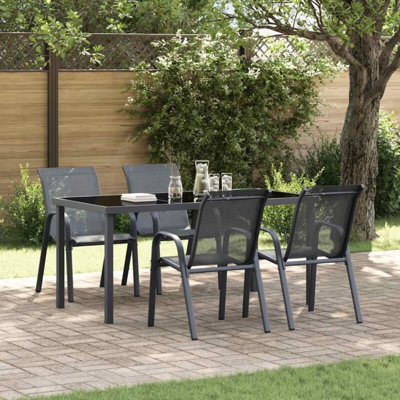Image of VIDAXL Stackable Garden Chairs 4 pcs Grey Textilene Fabric Vidaxl 8720286844823