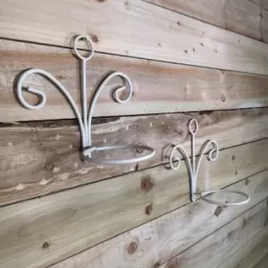 Image of Pack of two Tom Chambers Handcrafted Sorrento Cream Metal Steel Garden Patio Herb Plant Flower Pot Wall Mount Holder