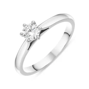 Image of Platinum 0.33ct Diamond Round Brilliant Cut Six Claw Solitaire Ring