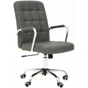 Image of Brent Grey Leather Effect And Chrome Home Office Chair - Premier Housewares