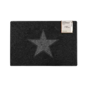 Image of Oseasons Star Medium Doormat In Black With Grey Star