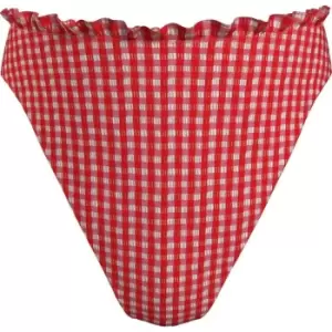 Image of Tommy Bodywear High Rise Gingham Check Bikini Briefs - Red