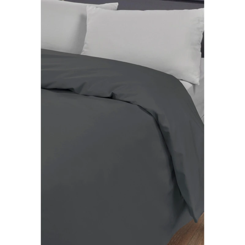 Image of Homelife Iron Plain Dyed Duvet Cover - Grey Grey One Size