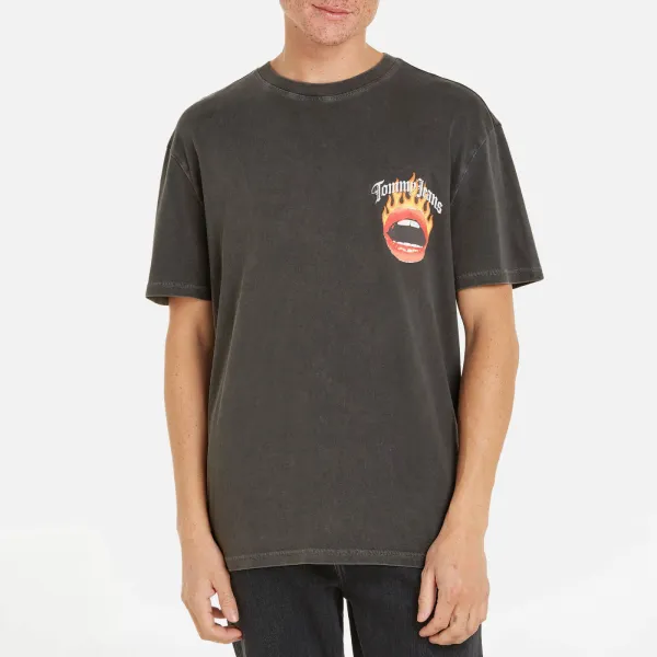 Image of Tommy Jeans Vintage Fire Lips Cotton-Jersey T-Shirt - S