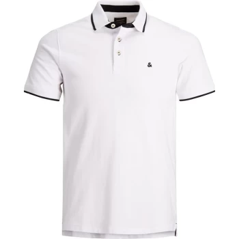 Image of Jack and Jones Tipped Pique Polo - White