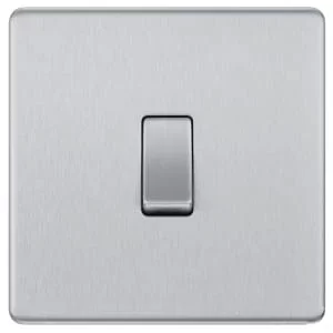 Image of BG Screwless Flatplate Brushed Steel Single Switch 10Ax 2 Way