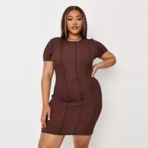 Image of Missguided Plus Size Ribbed Mini Dress - Brown