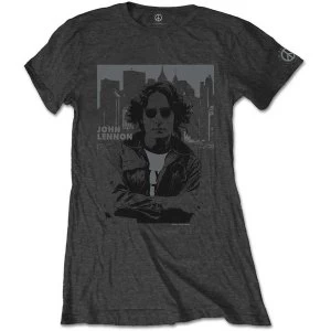 Image of John Lennon - Skyline Womens Medium T-Shirt - Charcoal Grey