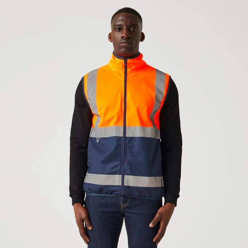 Image of Regatta Mens Hi-vis Full Zip Gilet in Orange Size: Medium Orange Male M