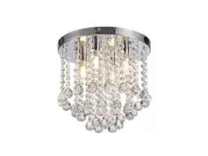 Image of Semi Flush Ceiling Light, 4 x G9, IP44, Polished Chrome, Crystal
