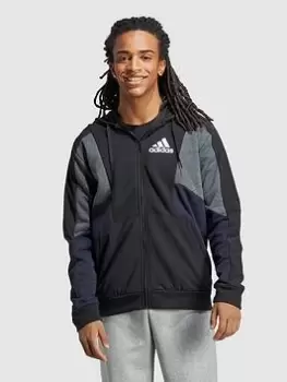 Image of adidas Sportswear Essentials Colorblock Full-Zip Hoodie - Black, Size S, Men