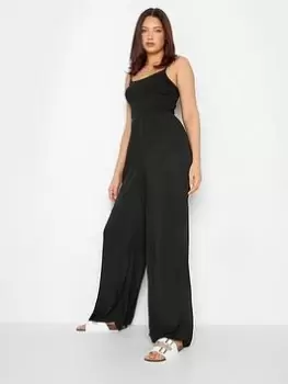 Image of Long Tall Sally Black Crinkle Jumpsuit, Black, Size 14-16, Women