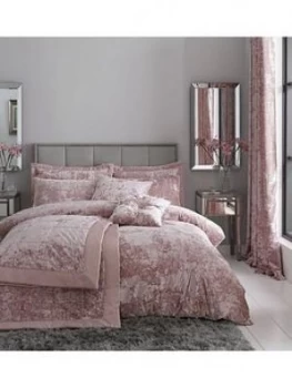 Image of Catherine Lansfield Crushed Velvet Duvet Cover Set In Pink