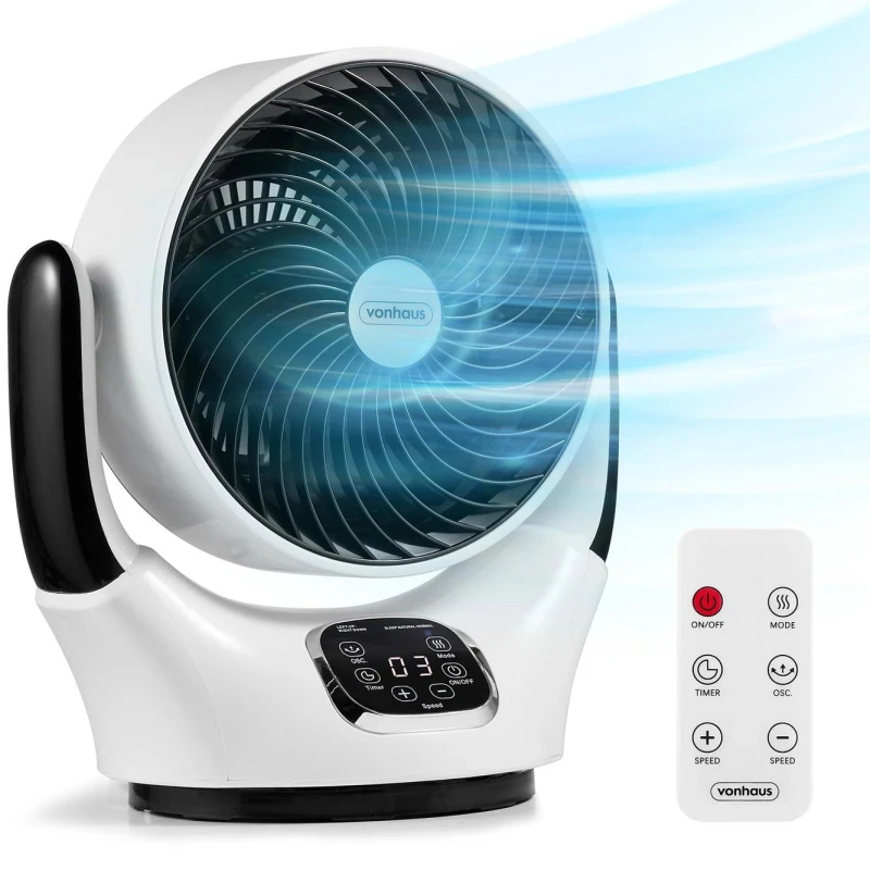 Image of Vonhaus Air Circulator Fan, Desk Fan With 12 Speeds, 3 Modes, Remote Control, 12Hr Timer, 90 Degree Oscillating, Quiet Operation