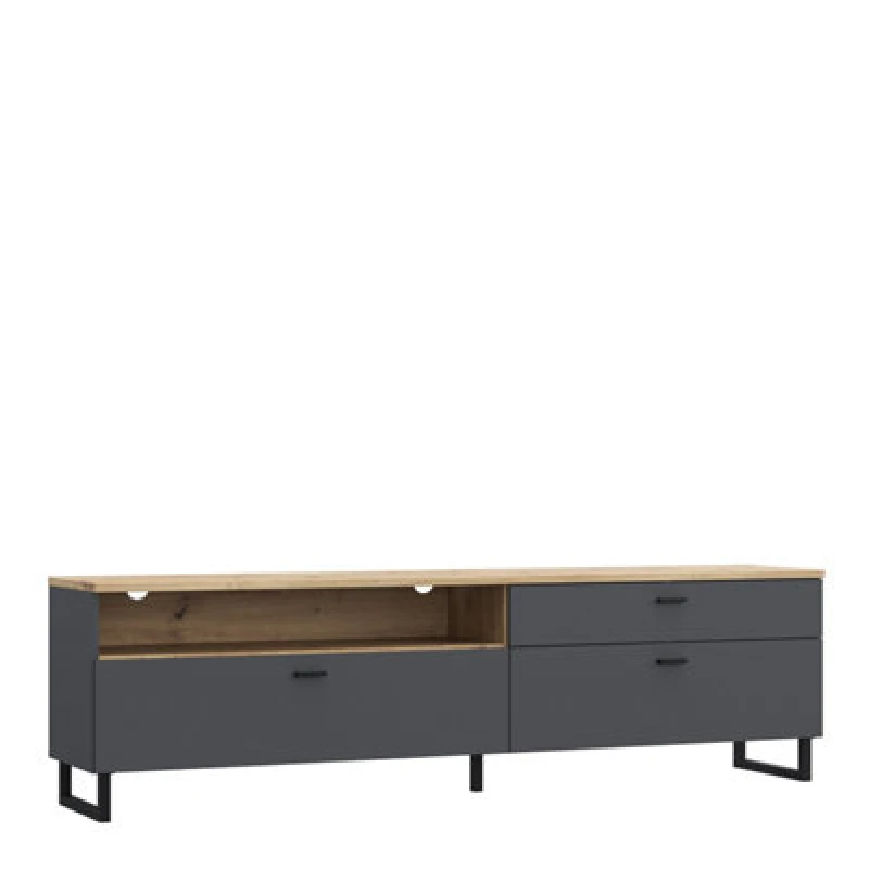 Image of Furniture To Go Klara TV Unit With 1 Drawer 2 Flip Doors In Grey And Oak