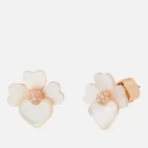Image of Kate Spade New York Womens Precious Pansy Stud Earrings - Cream Multi/Rose Gold